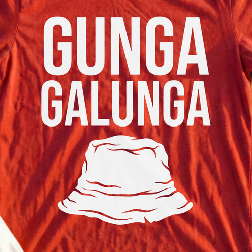 Gunga Galunga Tee, print close-up on Red