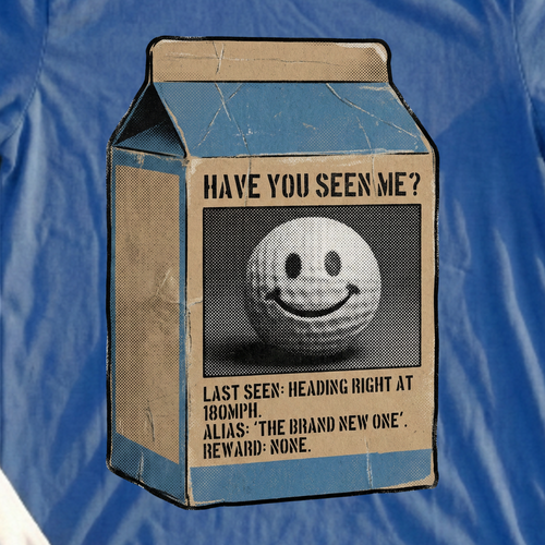 Have You Seen Me Tee, print close-up on Royal