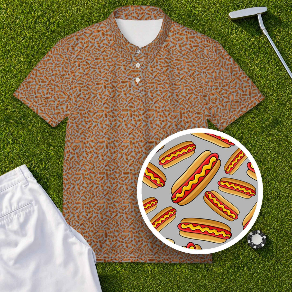 Hot Dogs Performance Print Polo