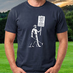 Human Rights Violation Tee worn on the golf course, Navy