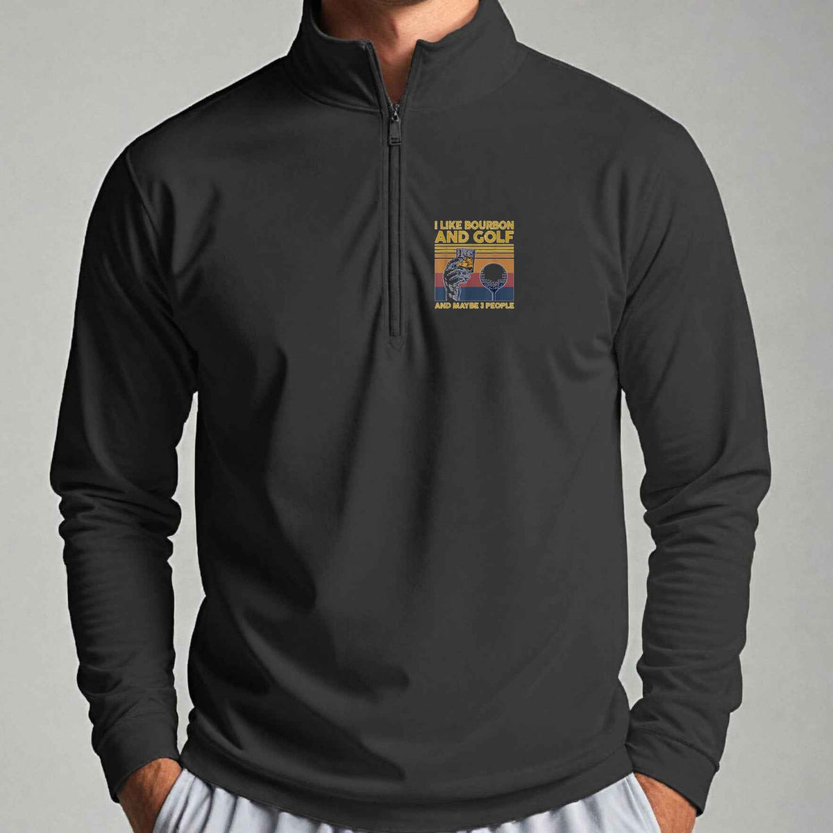 I Like Bourbon and Golf Quarter Zip worn