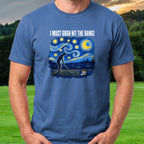 I Must Gogh Hit The Range Tee worn on the golf course, Royal