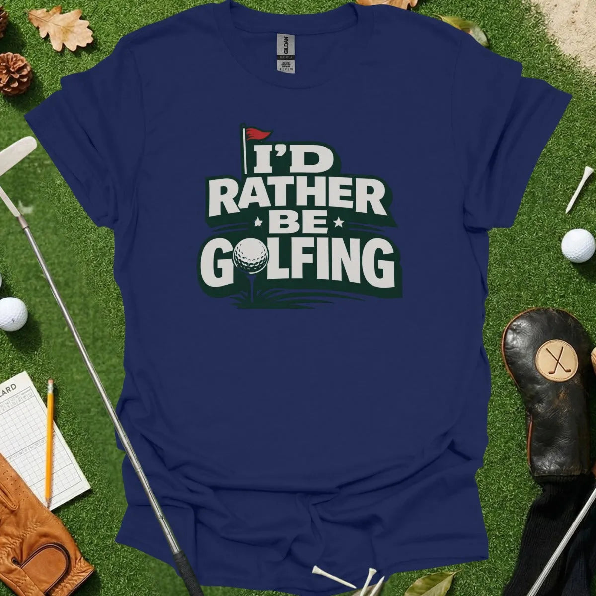 Id Rather Be Golfing Typography Tee