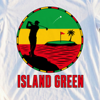 Island Green, Reggae Disc Tee, print close-up on White