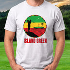 Island Green, Reggae Disc Tee worn on the golf course, White