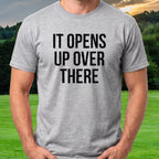 It Opens Up Over There Tee worn on the golf course, Sport Grey