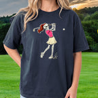 Lady Skeleton Tee worn on the golf course, Navy