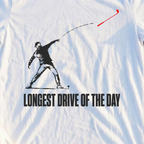 Longest Drive Of The Day Tee, print close-up on White