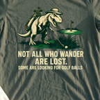 Looking For Golf Balls Tee, print close-up on Military Green