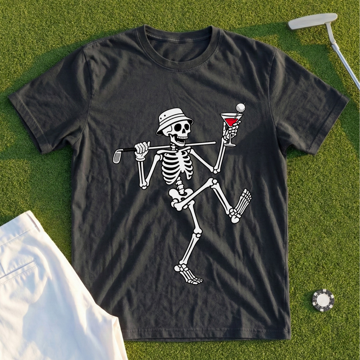 Martini Skeleton Strut Tee