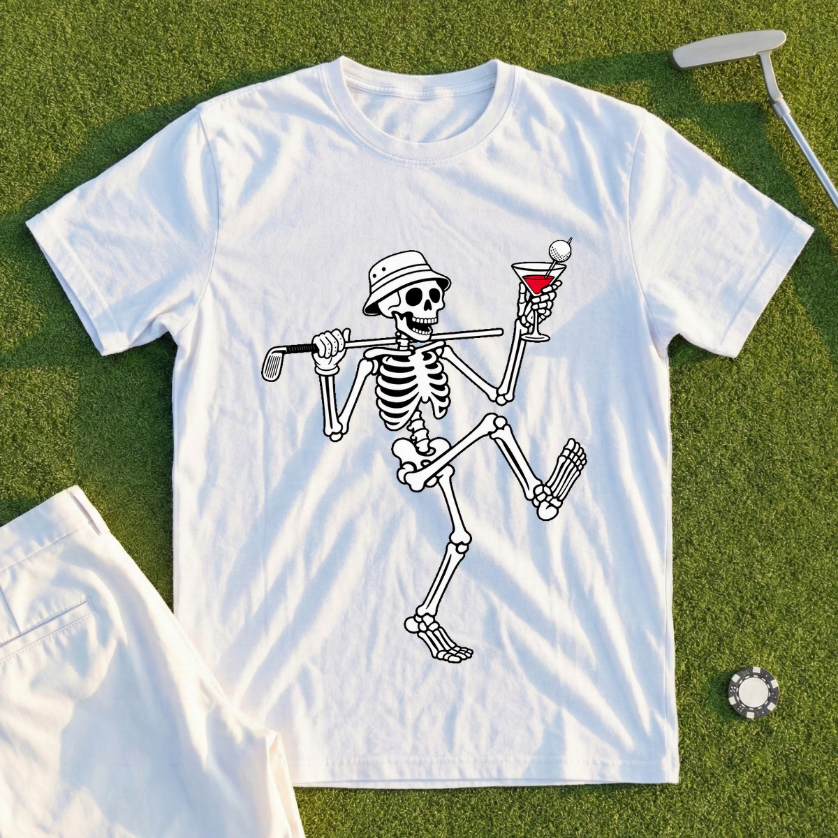 Martini Skeleton Strut Tee