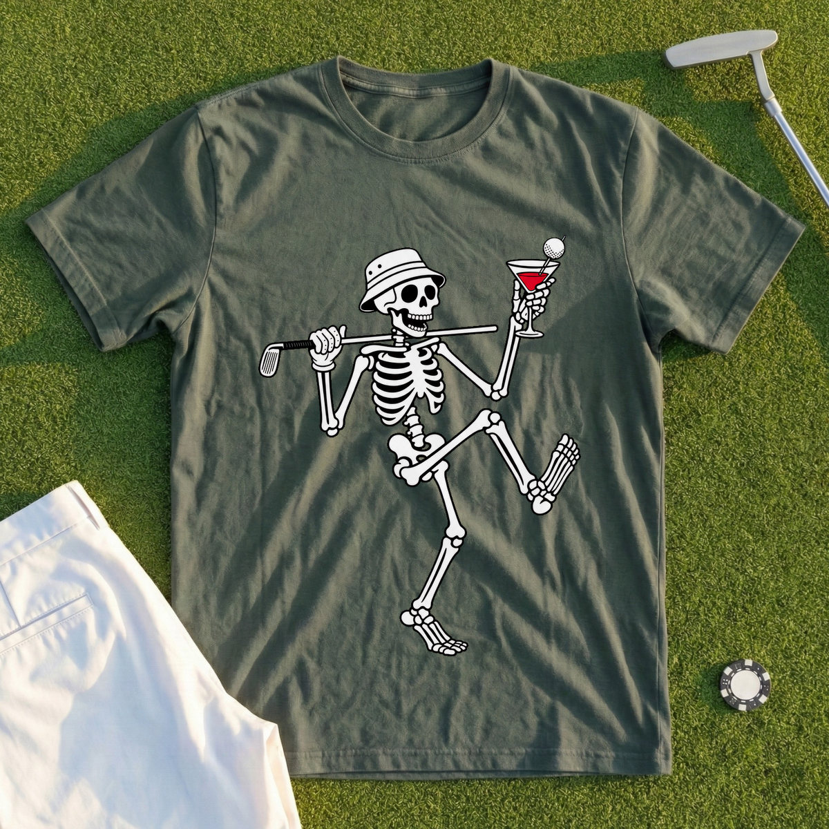 Martini Skeleton Strut Tee