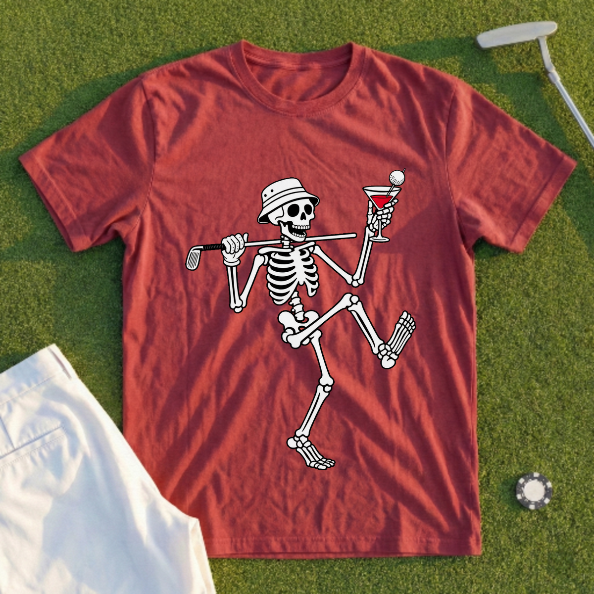 Martini Skeleton Strut Tee