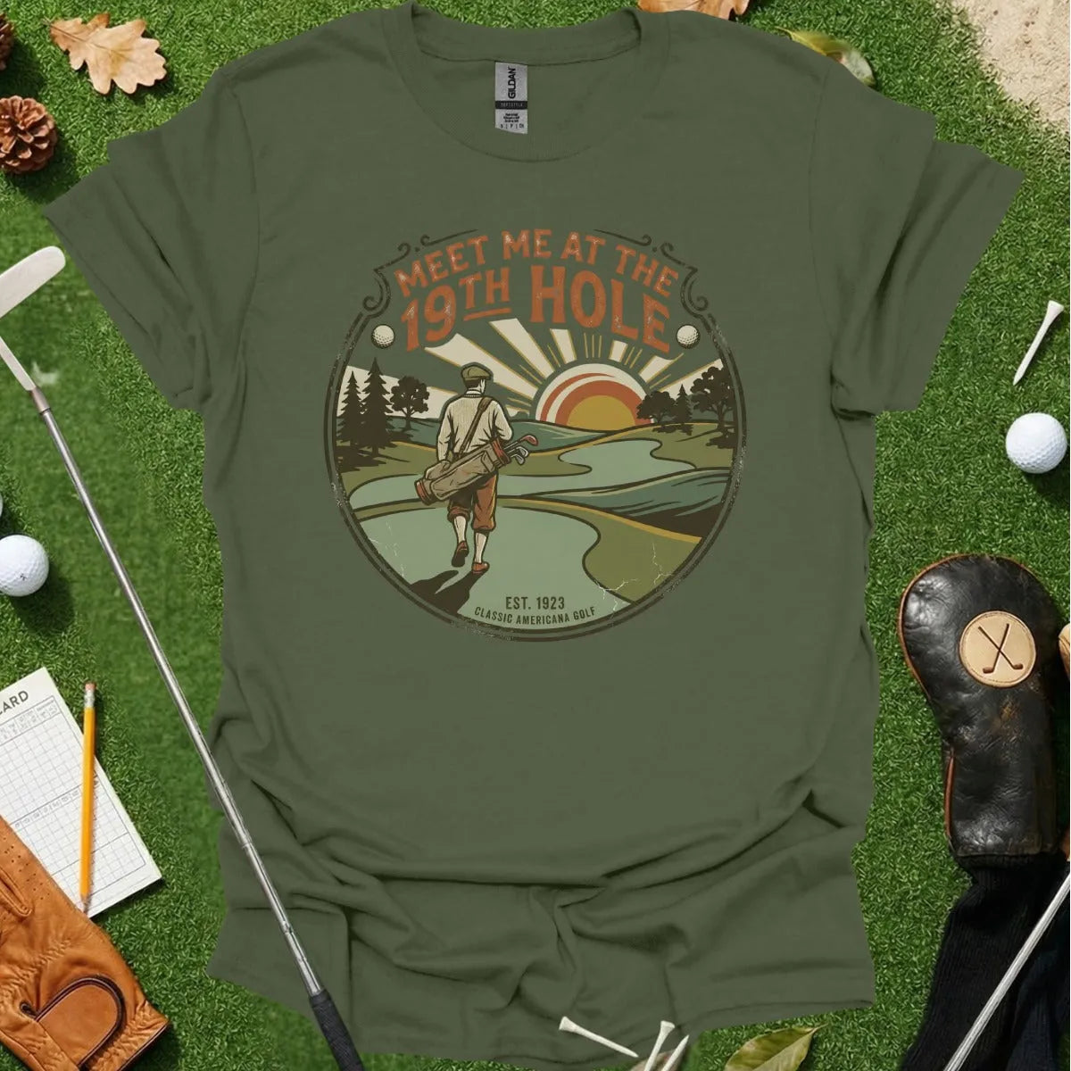 Meet Me At 19th Hole Vintage Badge Tee
