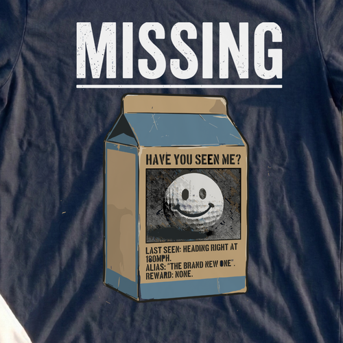 Missing Golf Ball Tee, print close-up on Navy