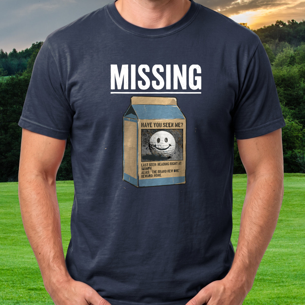 Missing Golf Ball Tee worn on the golf course, Navy