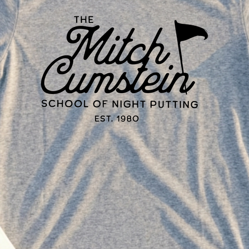 Mitch Cumstein School Of Night Putting Tee, print close-up on Sport Grey