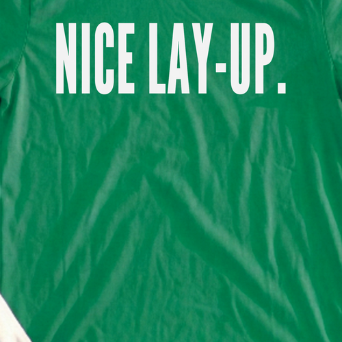 NICE LAY-UP Tee, print close-up on Irish Green