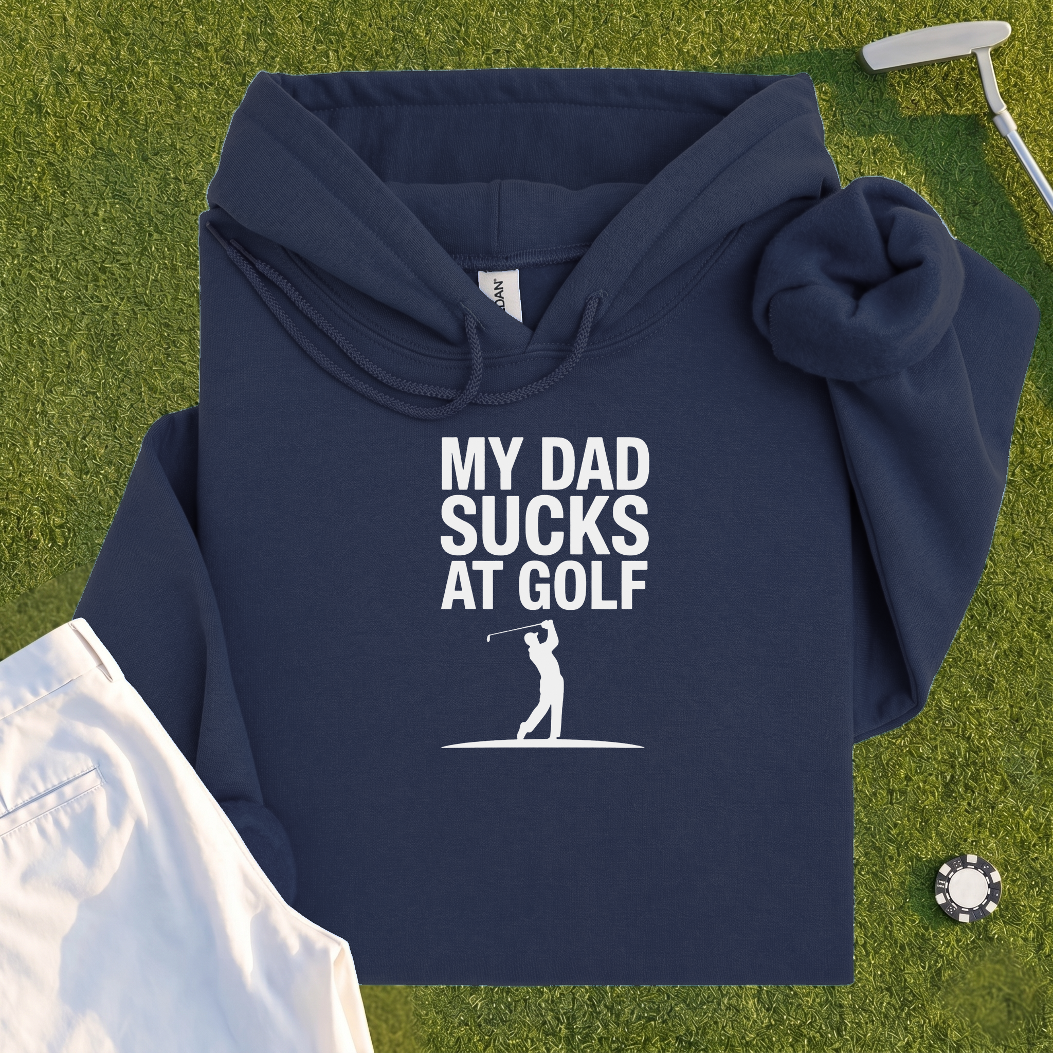 My Dad Sucks At Golf Hoodie - Navy