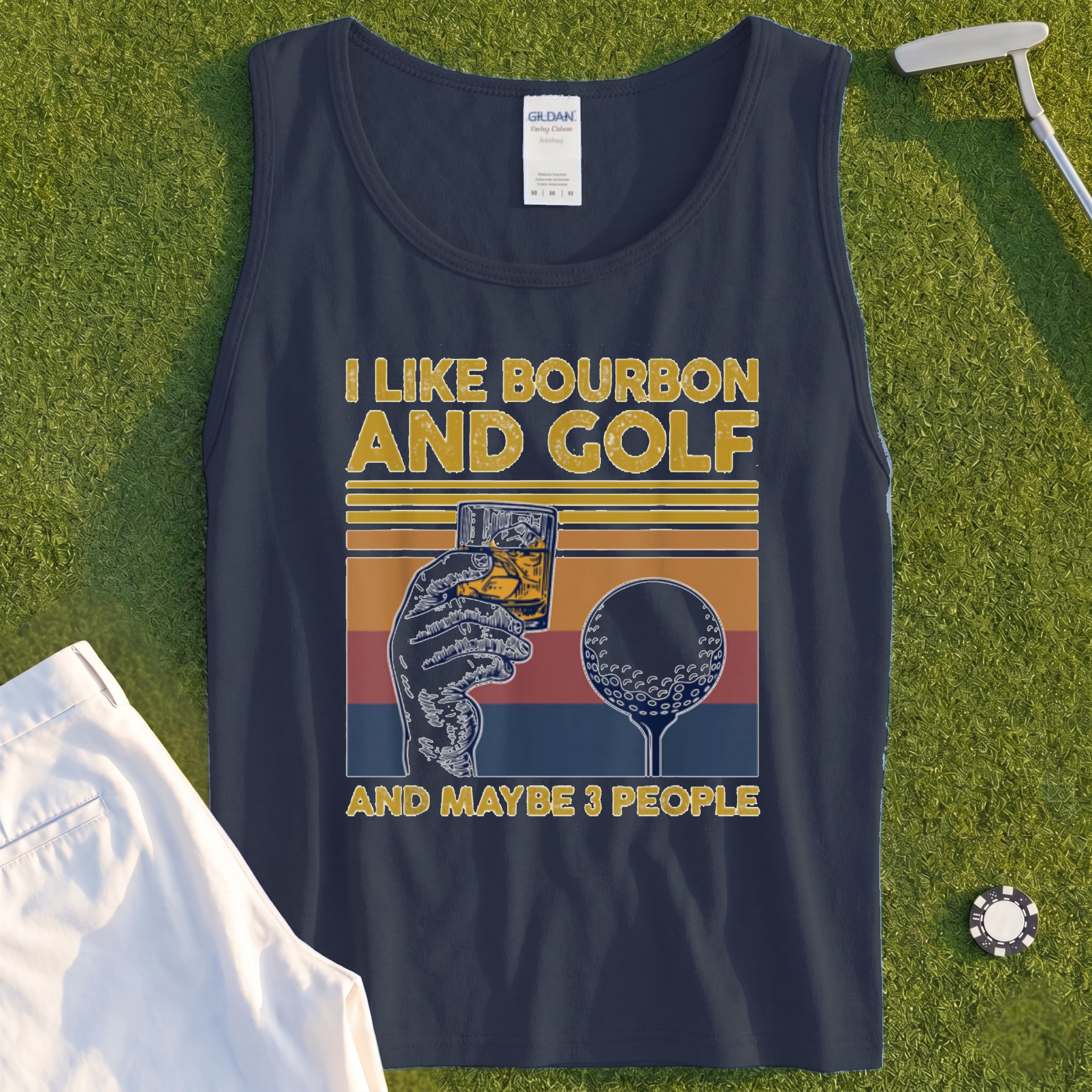 I Like Bourbon and Golf Tank - Navy
