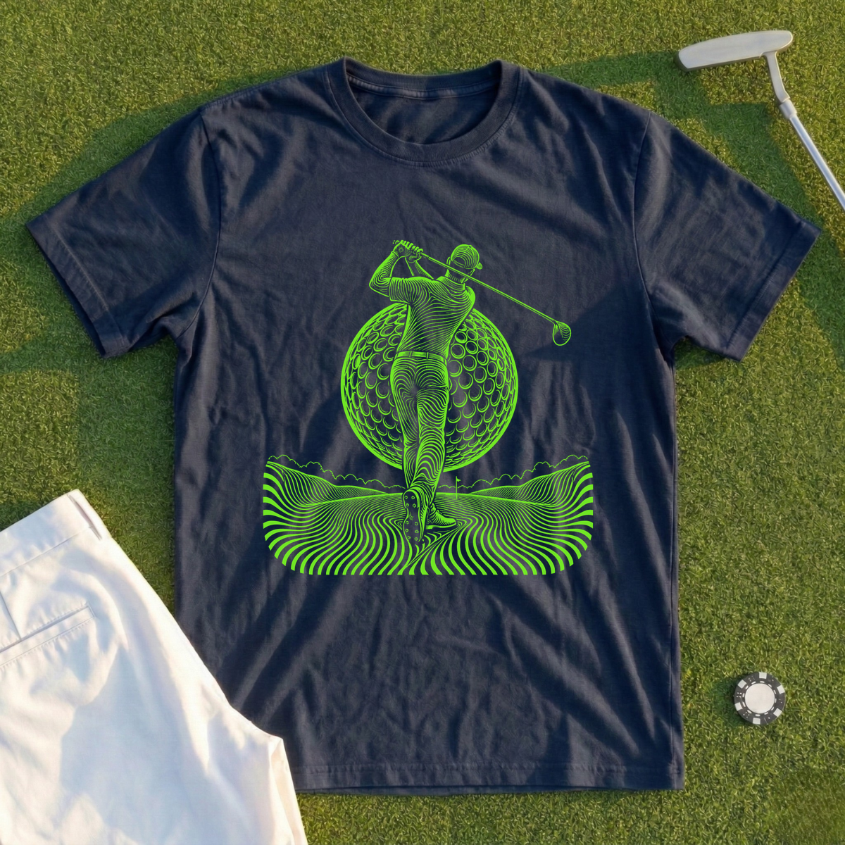 Neon Contour Swing, Giant Ball Tee