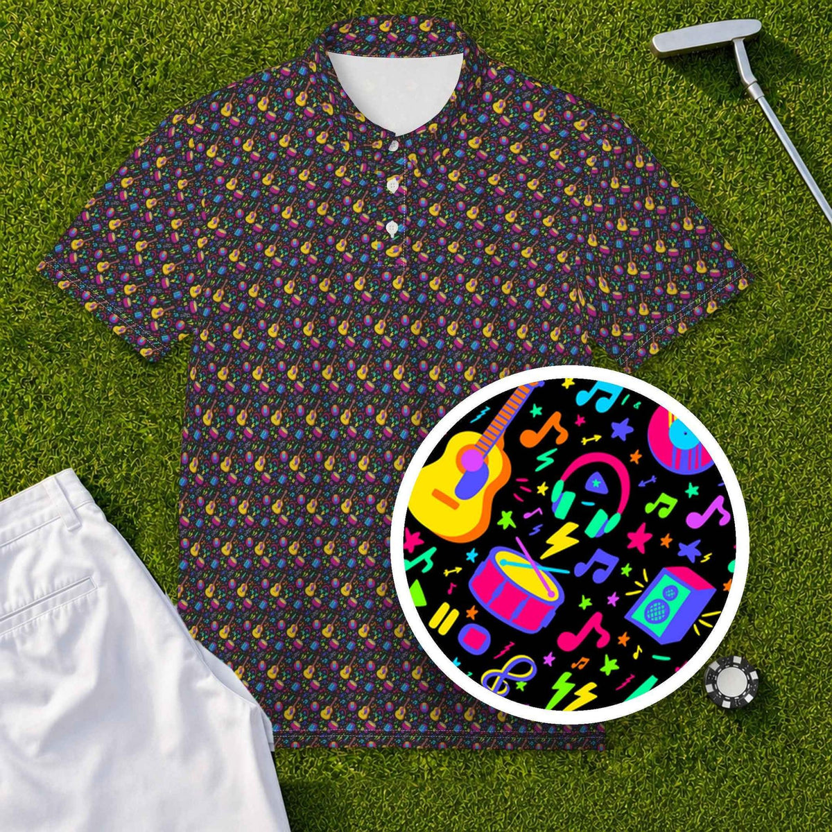 Neon Music Performance Print Polo