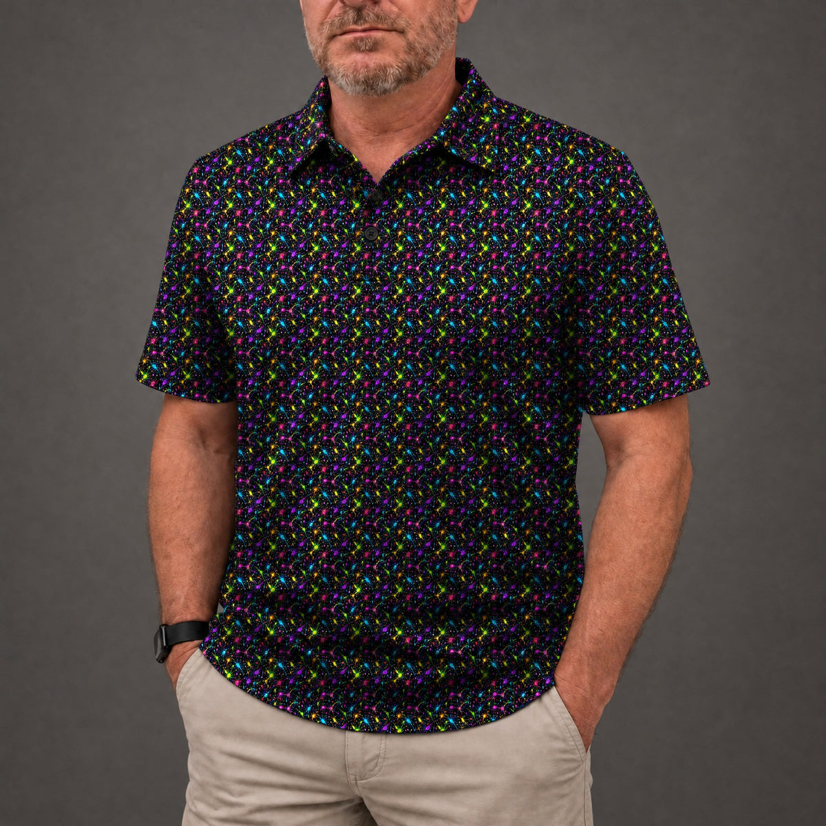 Neon Splatter Performance Print Polo