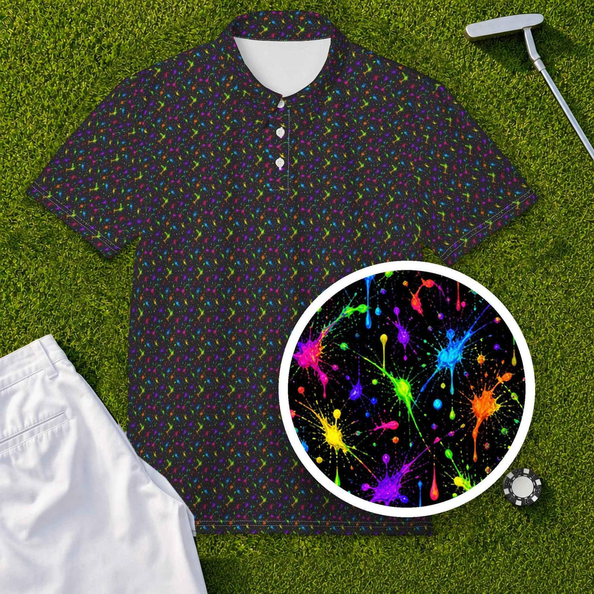 Neon Splatter Performance Print Polo