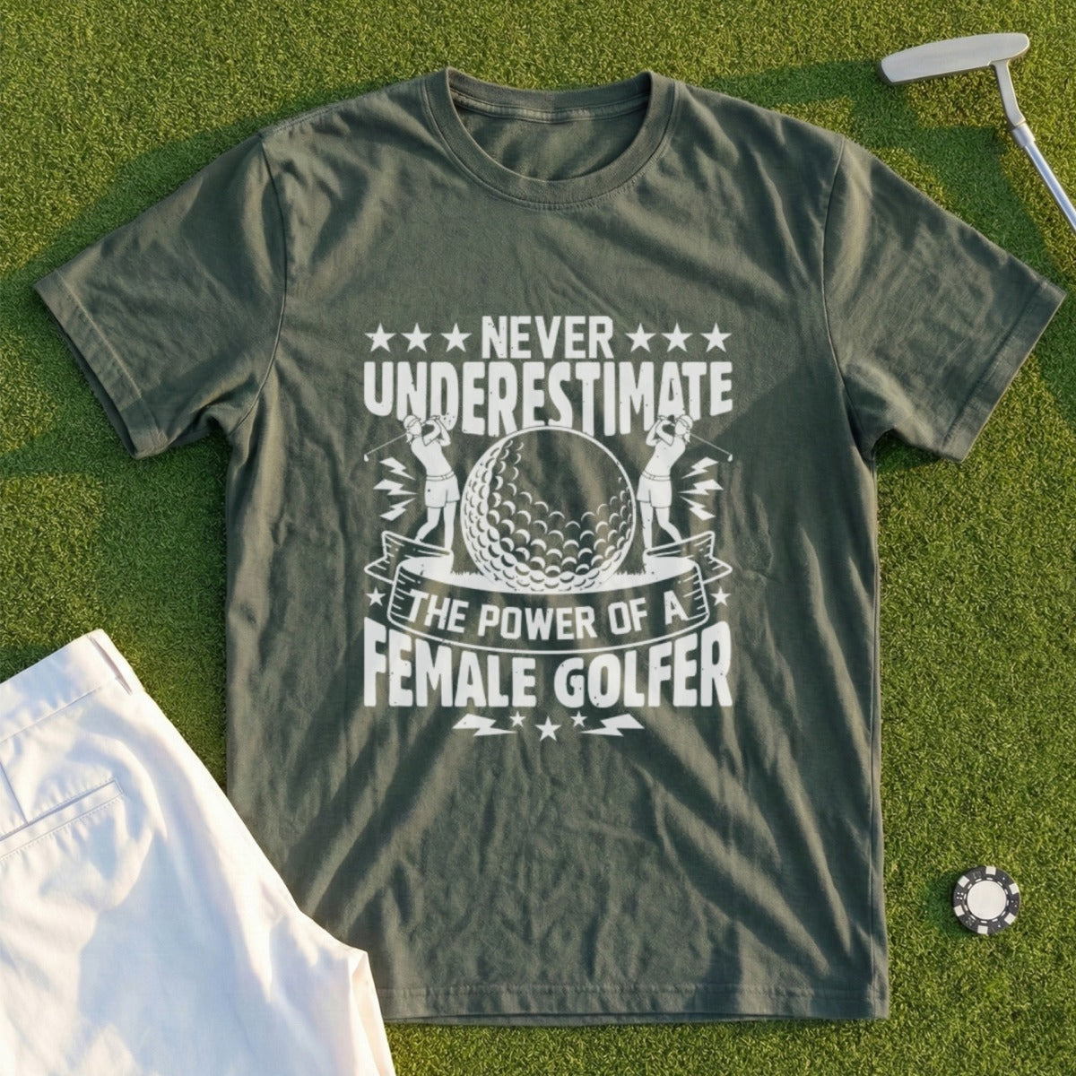 Never Underestimate A Female Golfer Tee