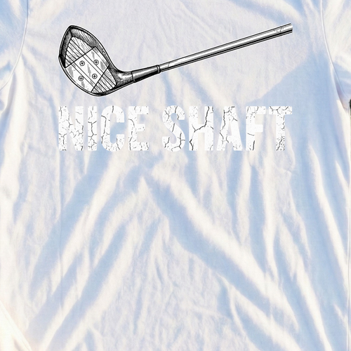 Nice Shaft Tee, print close-up on White