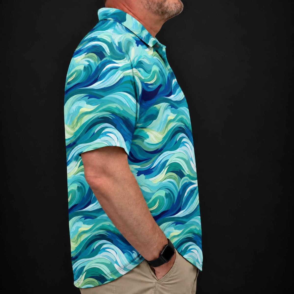 Ocean Swirl Performance Print Polo
