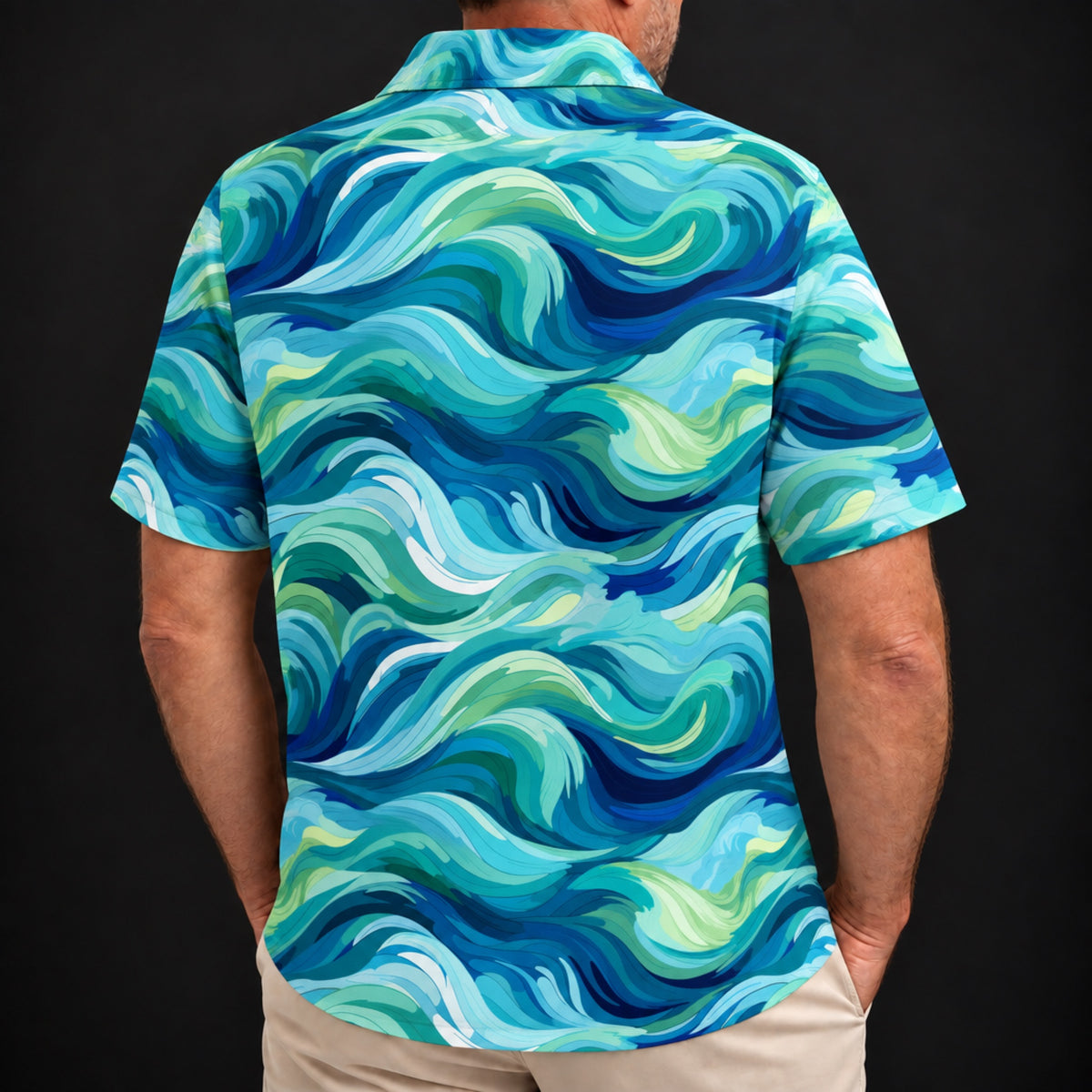 Ocean Swirl Performance Print Polo