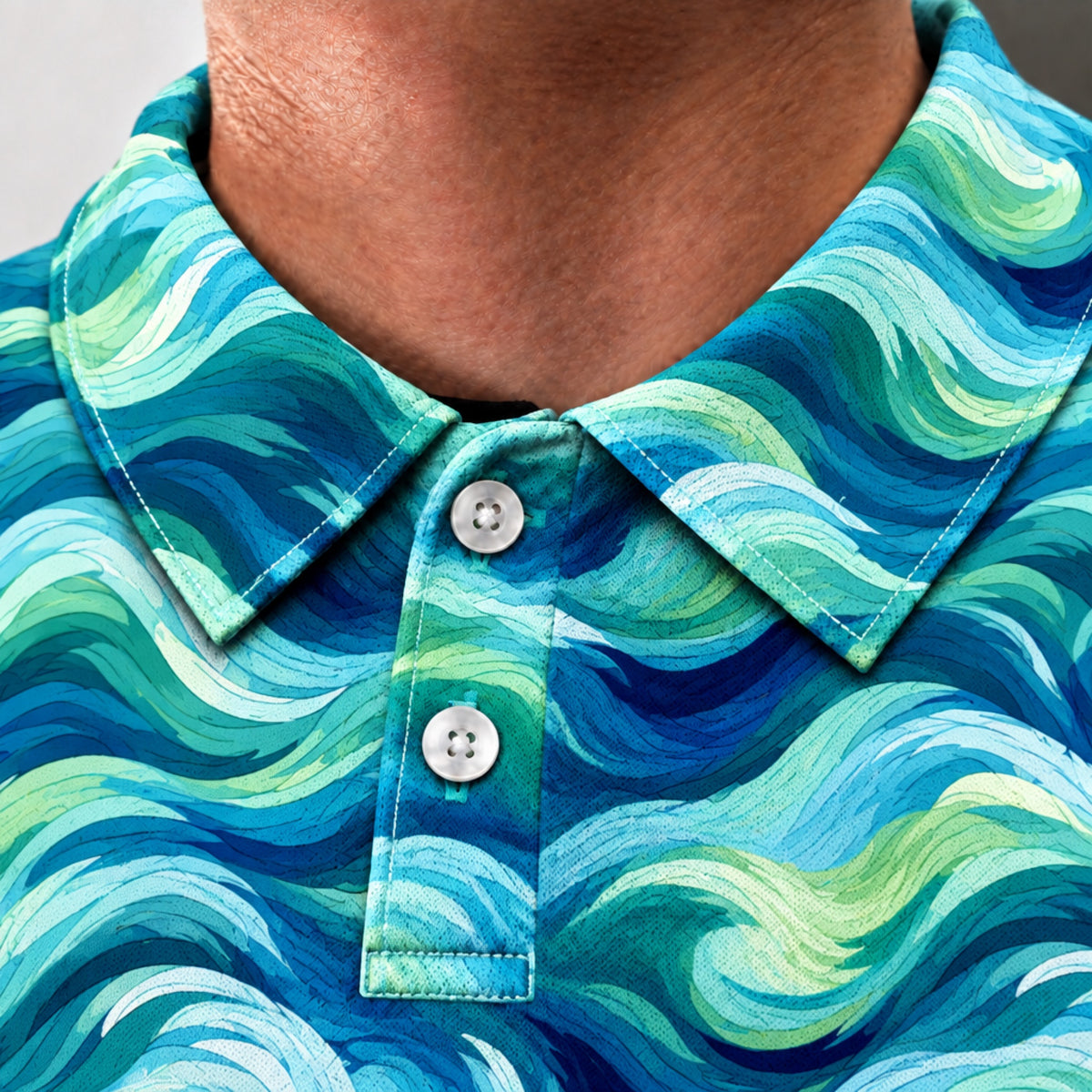 Ocean Swirl Performance Print Polo