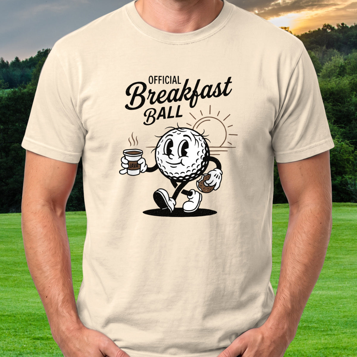 Official Breakfast Ball Tee worn on the golf course, Natural