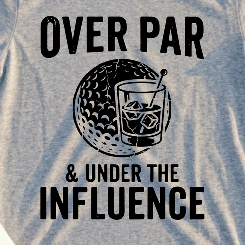 Over Par And Under Tee, print close-up on Sport Grey