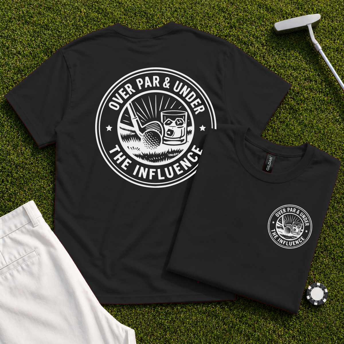 Over Par & Under The Influence Back Print Tee