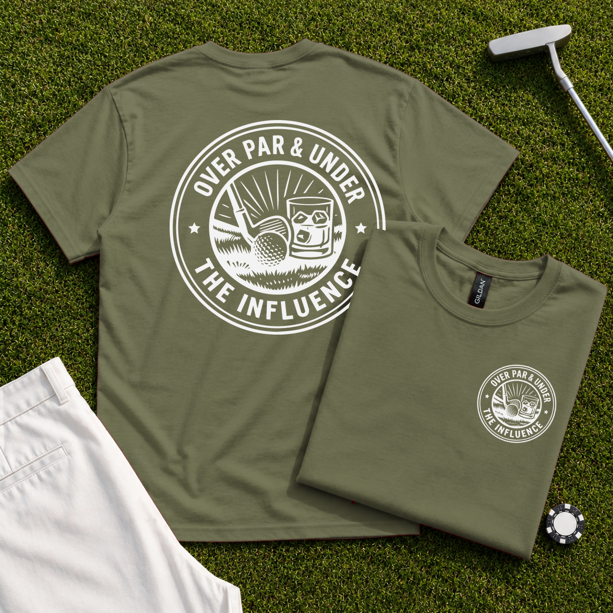 Over Par & Under The Influence Back Print Tee
