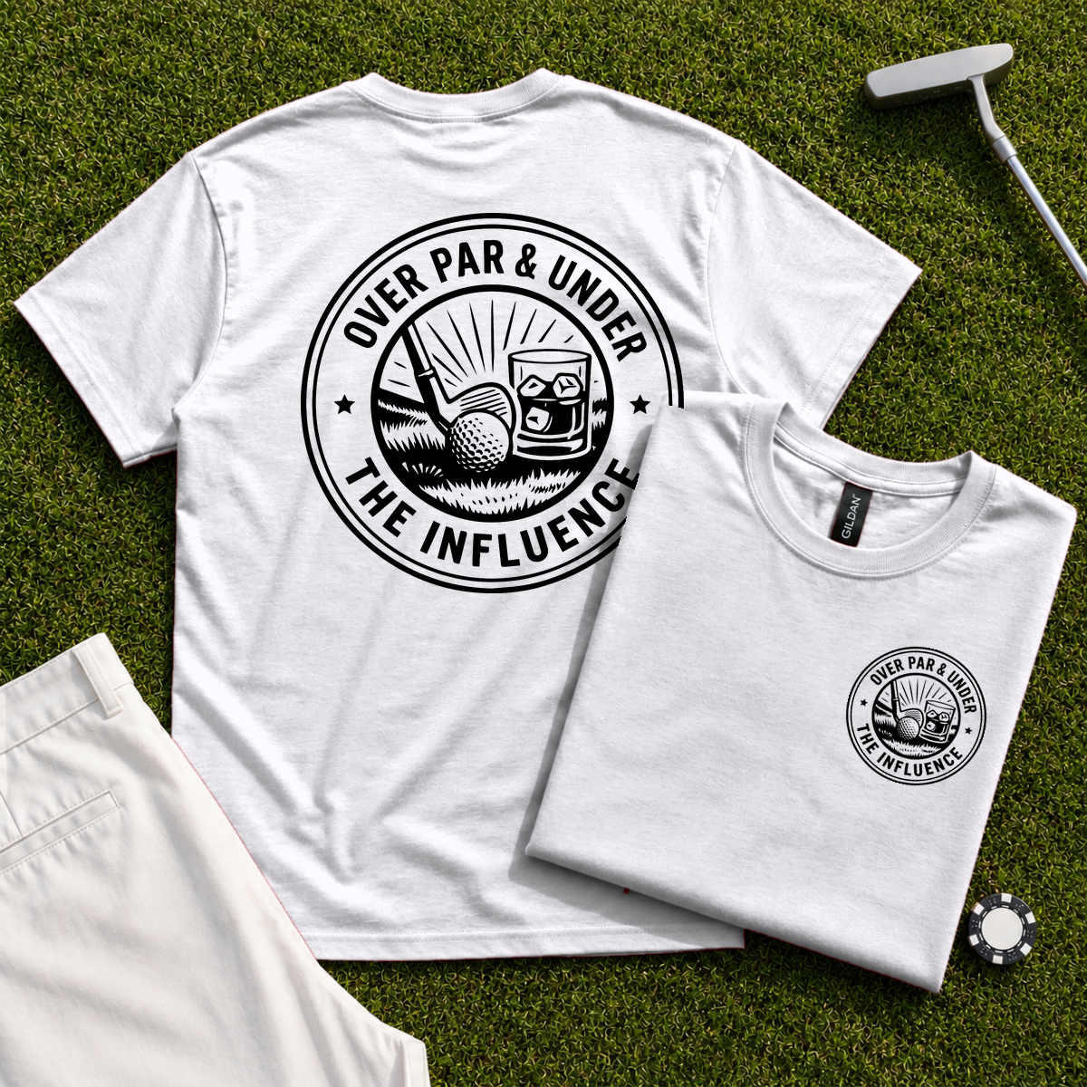 Over Par & Under The Influence Back Print Tee