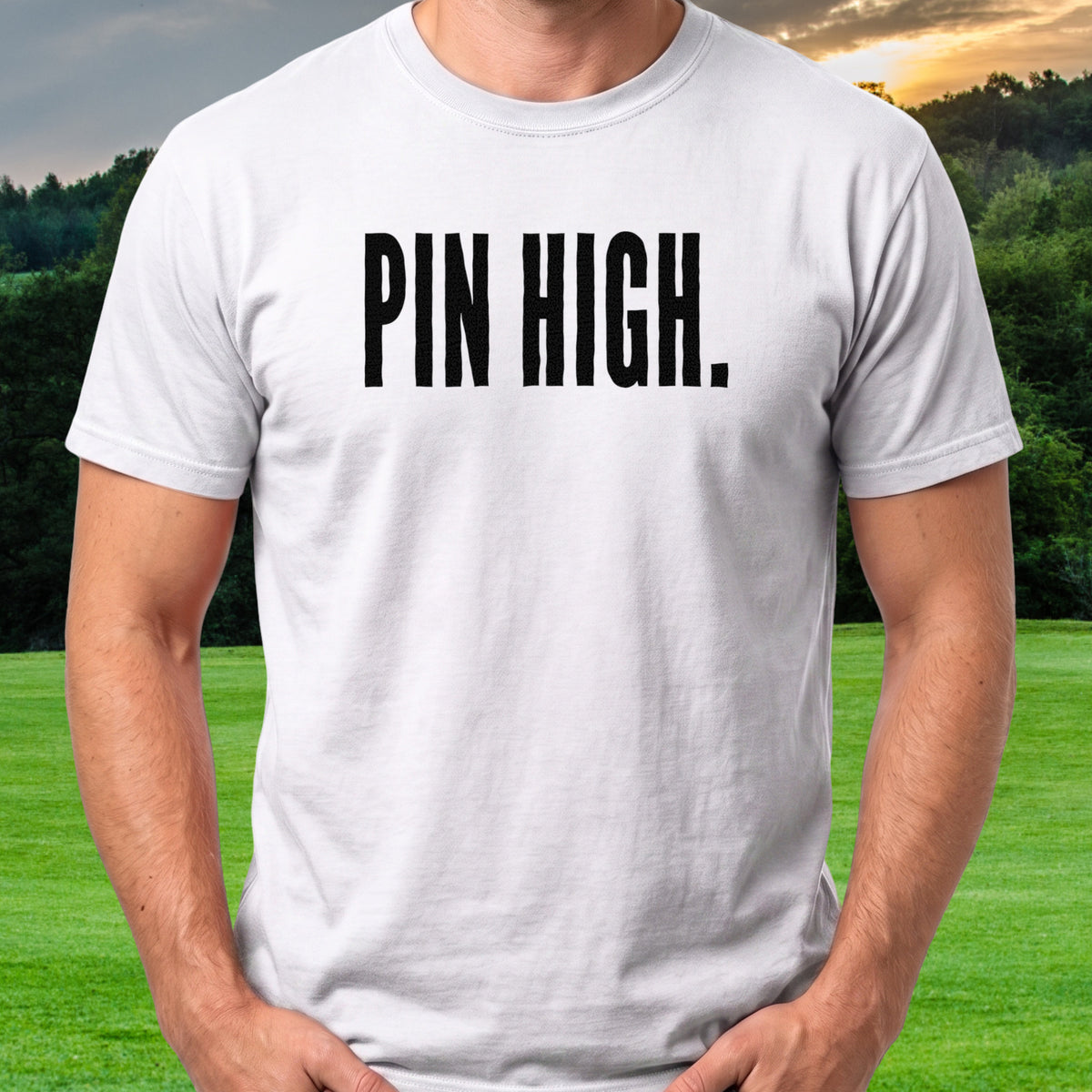 PIN HIGH Tee worn on the golf course, White