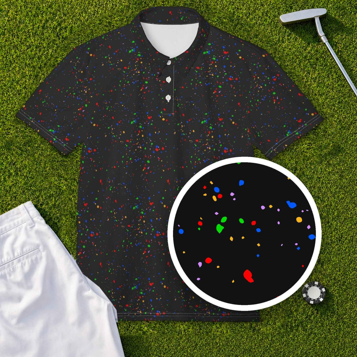 Paint Drops Performance Print Polo