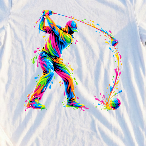 Paint Splash Swing Tee, print close-up on White
