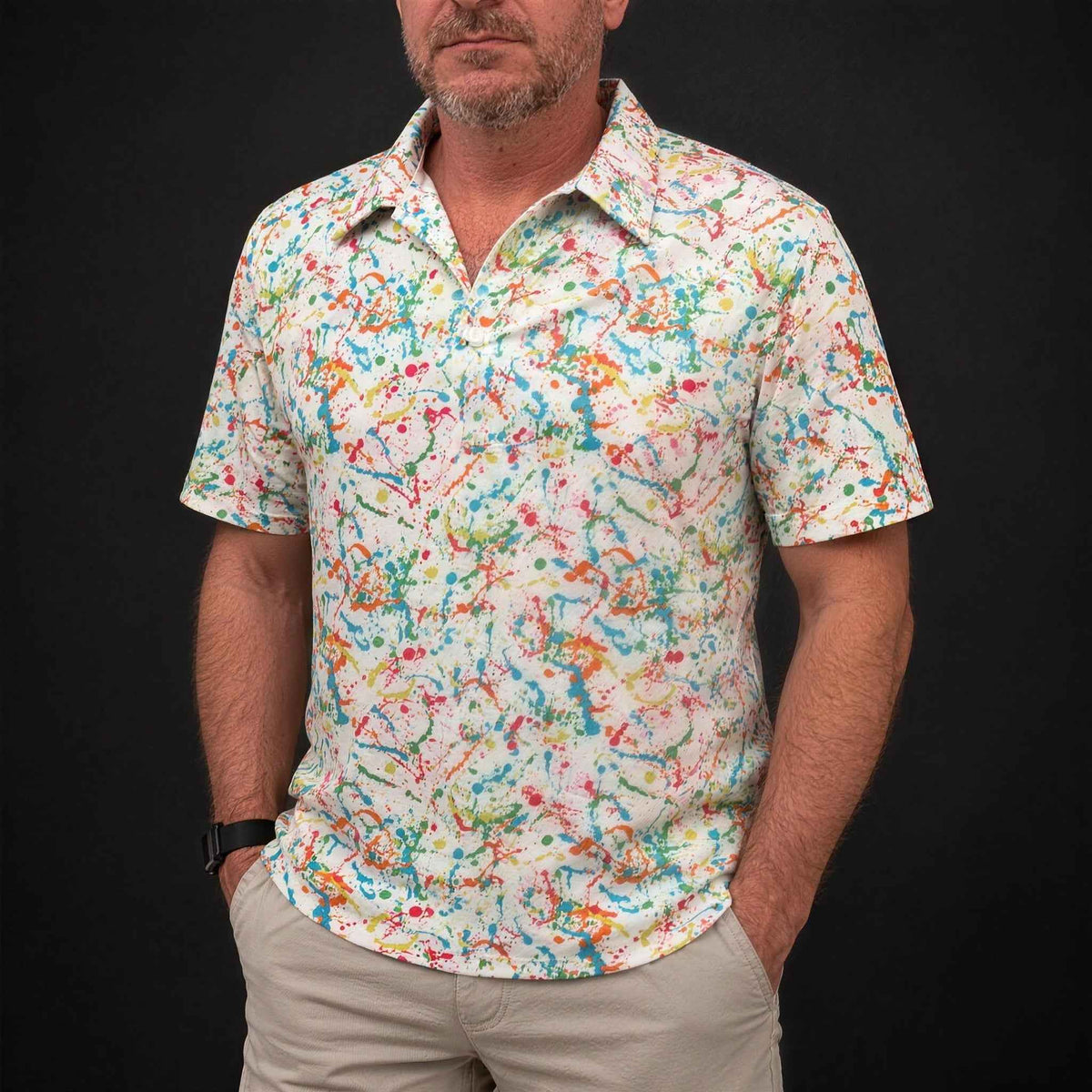 Paint Splatter Performance Print Polo