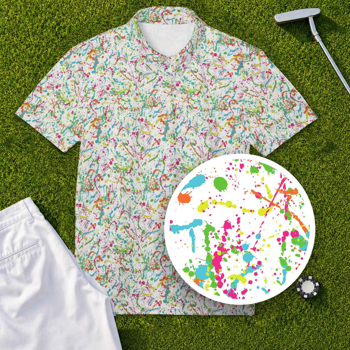 Paint Splatter Performance Print Polo