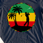 Palm Tree Tee Off Tee, print close-up on Navy