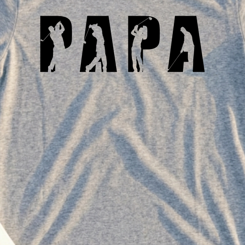 Papa Golfer Tee, print close-up on Sport Grey