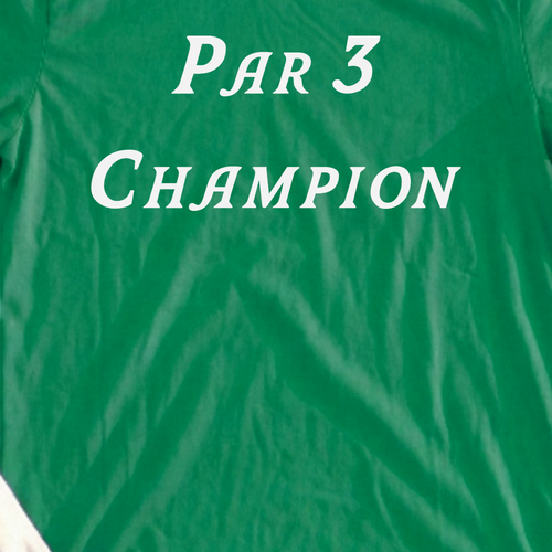 Par 3 Champion Tee, print close-up on Irish Green