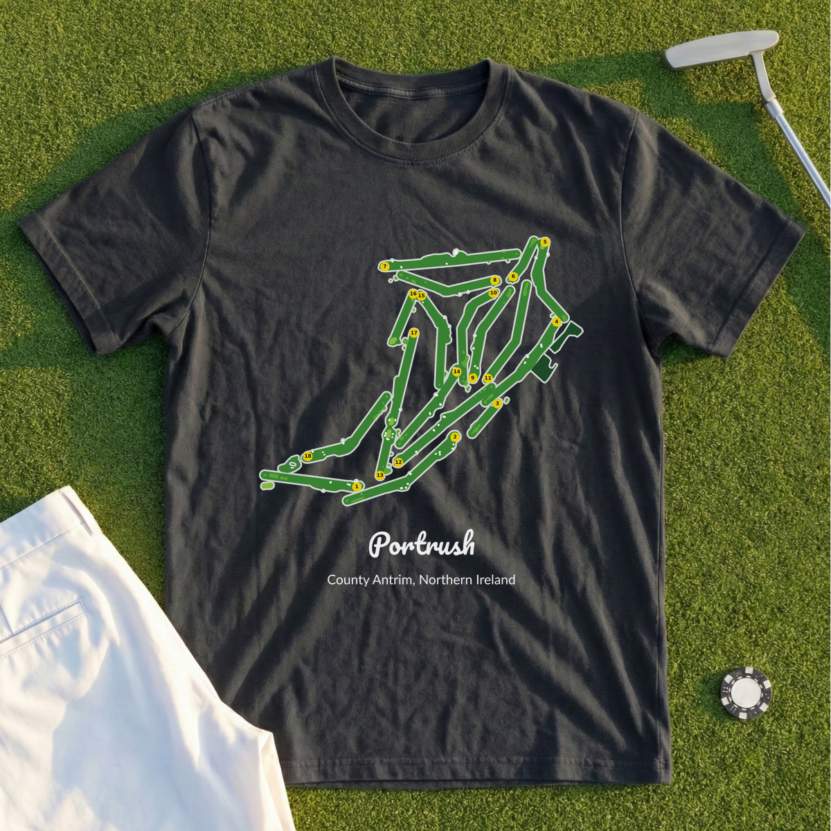 Portrush, Course Map Tee