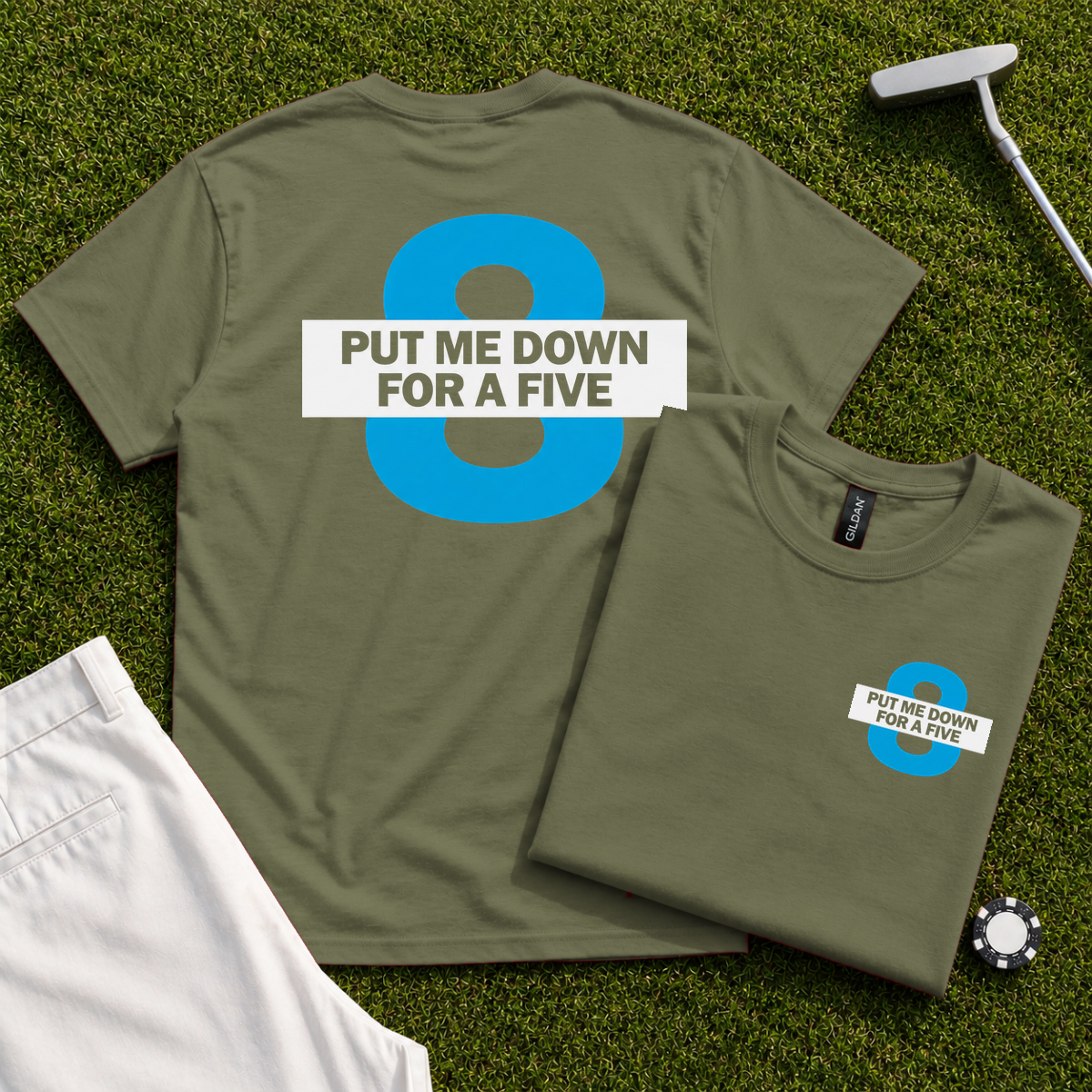 Put Me Down For a Five Back Print Tee