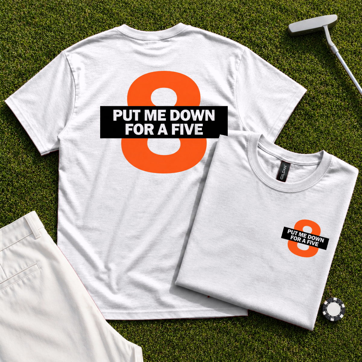 Put Me Down For a Five Back Print Tee