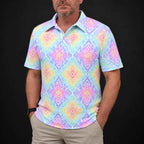Rainbow Scribble Performance Print Polo